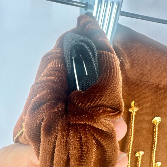 Brown Velvet Top & Shirt with Gold Beading 2 Piece Set Vintage Dance Outfit - Picture 8 of 8